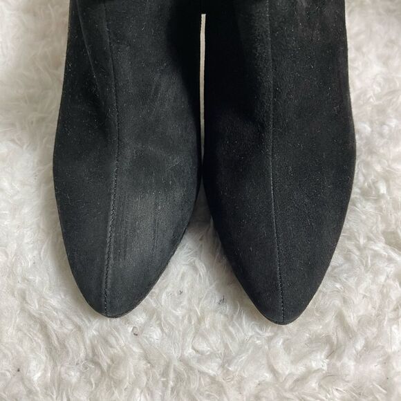 White House Black Market Black suede ankle boots reptile prints trims Size 8M - Picture 6 of 11